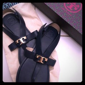 Tory Burch Navy Blue Leather Sandals (size 8.5)